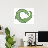 Weißer Grüner Herzdrache Poster (Heimbüro)