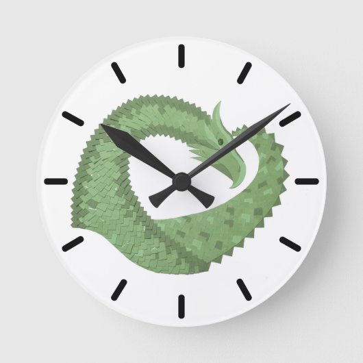 Weißer Grüner Herzdrache Runde Wanduhr (Vorderseite)