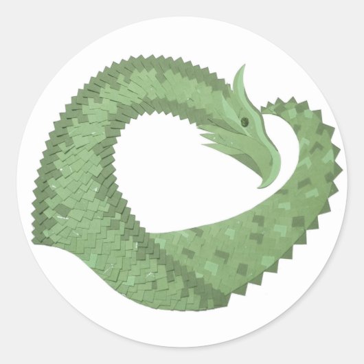 Weißer Grüner Herzdrache Runder Aufkleber (Vorderseite)