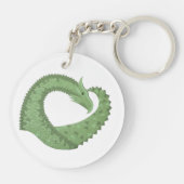 Weißer Grüner Herzdrache Schlüsselanhänger (Rückseite)