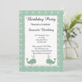 Weißer grüner Hexagon zum Geburtstag Einladung (Stehend Vorderseite)