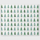 Weißer Grüner Wasserfarben Winterbaum Geschenkpapier (Flach)
