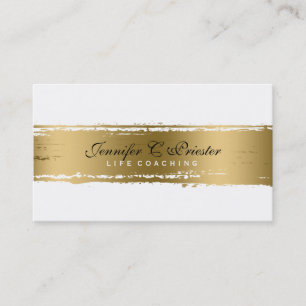Weißer & Grunge Gold Streifen Modernes Design 2 Visitenkarte