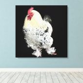 Weißer Hahn mit Federfüßen Nr. 2 Leinwanddruck (Insitu (Holzboden))