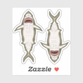 Weißer Hai | 2 Haifischfische Aufkleber (Blatt)