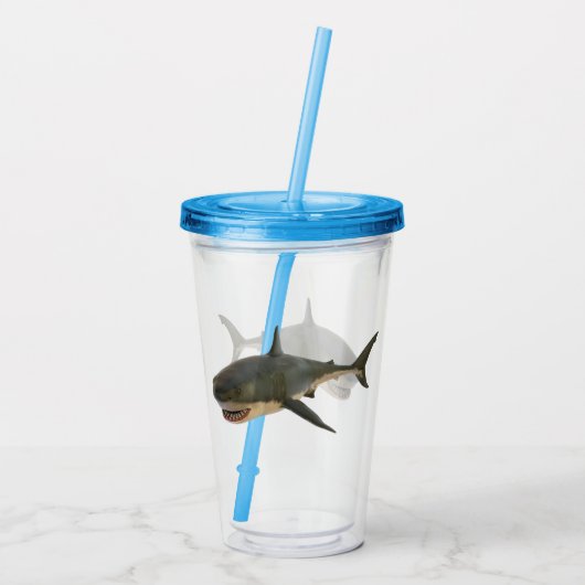 Weißer Hai Acryltrinkbecher (Rückseite)