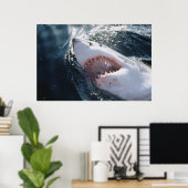 Weißer Hai auf See Poster (Heimbüro)
