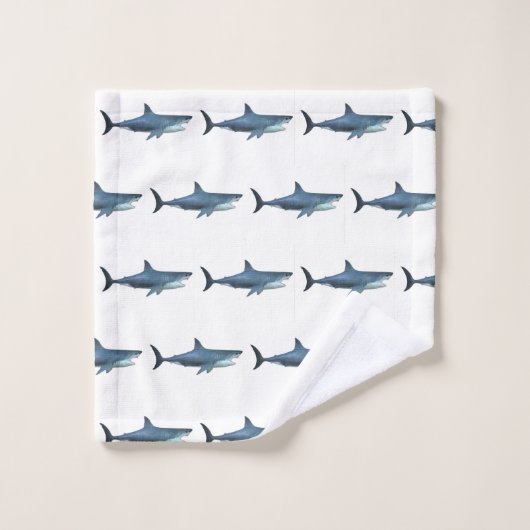 Weißer Hai Badhandtuch Set (Waschlappen)