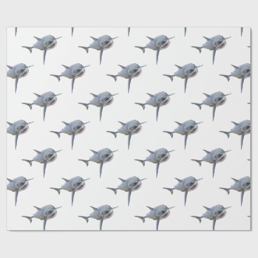 Weißer Hai, der zur Front schwimmt Geschenkpapier (Flach)