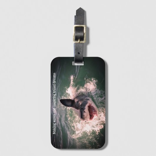 Weißer Hai Gepäckanhänger (Vorderseite Vertikal)