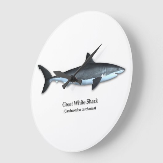Weißer Hai Große Wanduhr (Winkel)