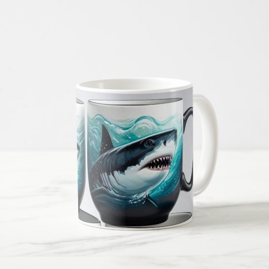Weißer Hai Kaffeetasse (VorderseiteRechts)