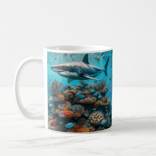 Weißer Hai Kaffeetasse (Links)
