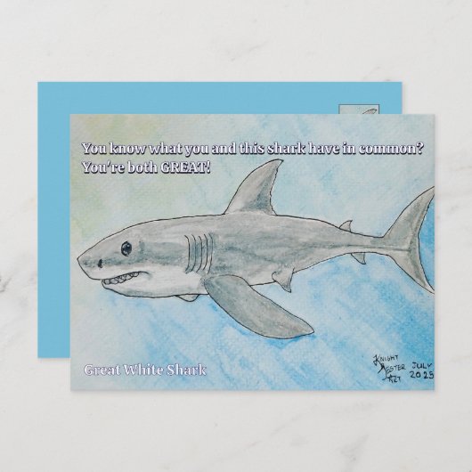 Weißer Hai Postkarte (Vorne/Hinten)
