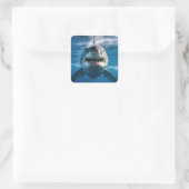 Weißer Hai Quadratischer Aufkleber (Tasche)