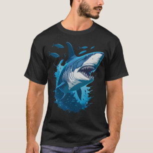 Weißer Hai schwimmt mit kleinen Fischen T-Shirt