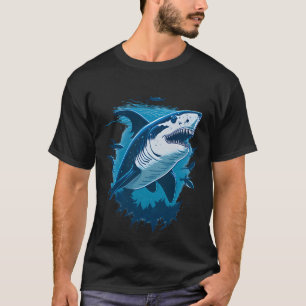 Weißer Hai schwimmt mit kleinen Fischen T-Shirt