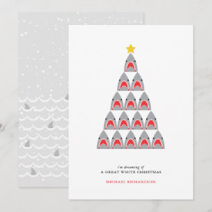 Weißer-Hai-Weihnachts-Flachkarte Feiertagskarte