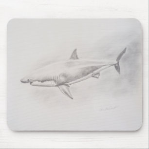 Weißer Hai Zeichnend Mousepad