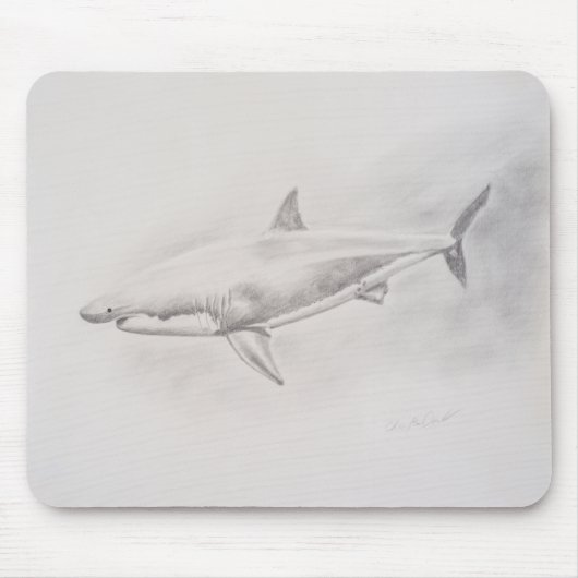 Weißer Hai Zeichnend Mousepad (Vorne)