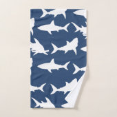 Weißer Haifisch-Silhouetten u. Ozean-Blau Badhandtuch Set (Handtuch)
