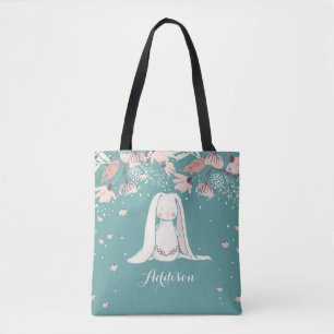 Weißer Häschen-u. der Blumen- individueller Nam Tasche