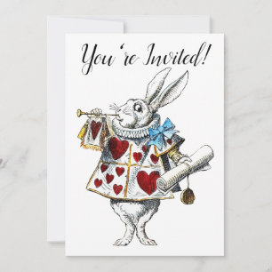 Weißer Hase Alice im Wunderland Herzhase Einladung