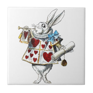 Weißer Hase Alice im Wunderland Herzhase Fliese