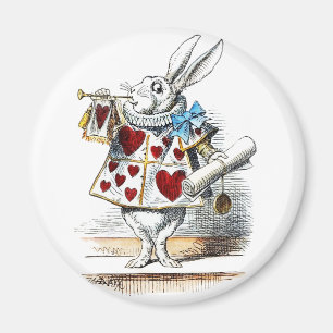 Weißer Hase Alice Wunderland Hase der Herzen Magnet