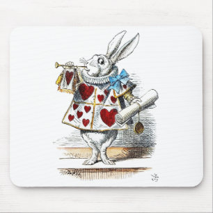 Weißer Hase Alice Wunderland Hase der Herzen Mousepad
