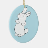 Weißer Hase auf blau Keramik Ornament (Rechts)