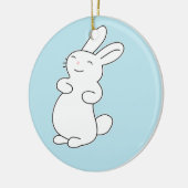 Weißer Hase auf blau Keramik Ornament (Links)