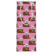 Weißer Hase im Schokoladeneier-Ostermuster Geschenktüte Für Weinflaschen (Rückseite)