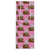 Weißer Hase im Schokoladeneier-Ostermuster Geschenktüte Für Weinflaschen (Vorderseite)