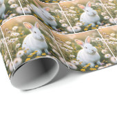 Weißer Hase in Daisy Garden Geschenkpapier (Rolleneckpunkt)