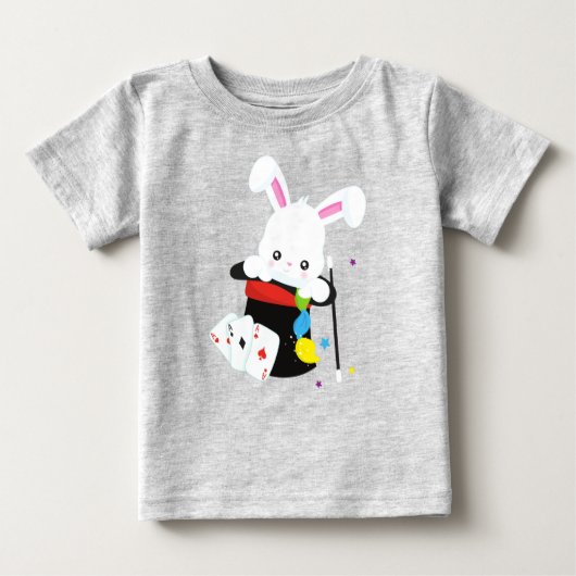 Weißer Hase, Kaninchen, Zaubertrick, Zauberstab, H Baby T-shirt (Vorderseite)