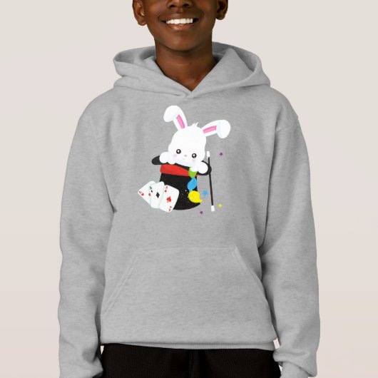 Weißer Hase, Kaninchen, Zaubertrick, Zauberstab, H Hoodie (Vorderseite)