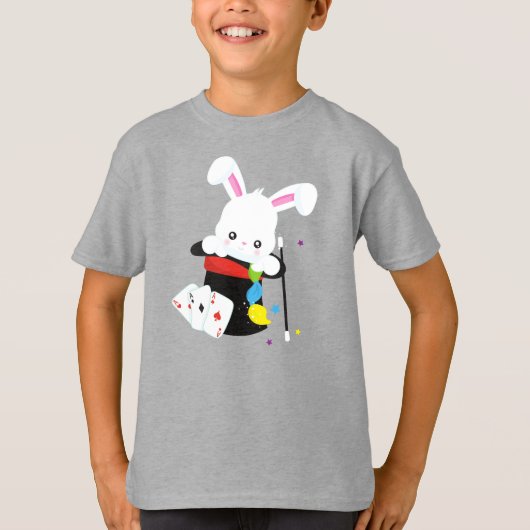 Weißer Hase, Kaninchen, Zaubertrick, Zauberstab, H T-Shirt (Vorderseite)