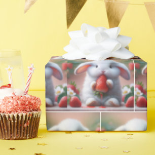 Weißer Hase mit Juicy Strawberry Geschenkpapier