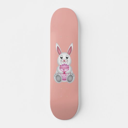 Weißer Hase mit Ostereiern Skateboard (Vorne)
