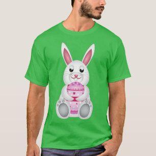 Weißer Hase mit rosa Osterei T-Shirt
