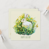 Weißer Hase und Blume Karte (Vorderseite/Rückseite Beispiel)