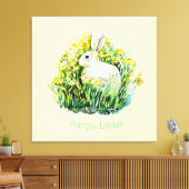Weißer Hase und Blume, Ostern Leinwanddruck (Insitu (Wohnzimmer))