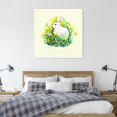Weißer Hase und Blume, Ostern Leinwanddruck (Insitu (Schlafzimmer))