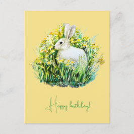 Weißer Hase und Blume Postkarte