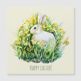 Weißer Hasen und Blume Magnetkarte