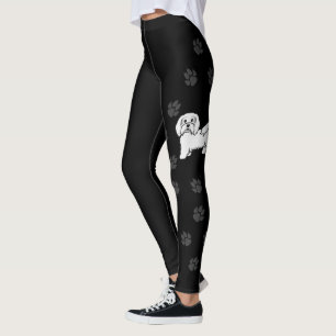 Weißer Havanese süßer Cartoon-Hund mit Pfotenabdrü Leggings