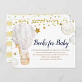 Weißer Heißluftballon Bücher für Baby Gold Glitzer Einladungspostkarte (Vorne/Hinten)