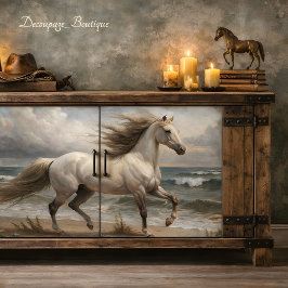 Weißer Hengst am Meer Dekoupage Seidenpapier