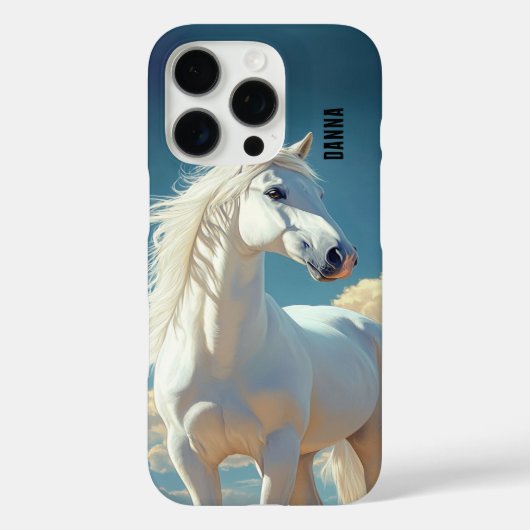 Weißer Hengst personalisierter Name Case-Mate iPhone Hülle (Rückseite)